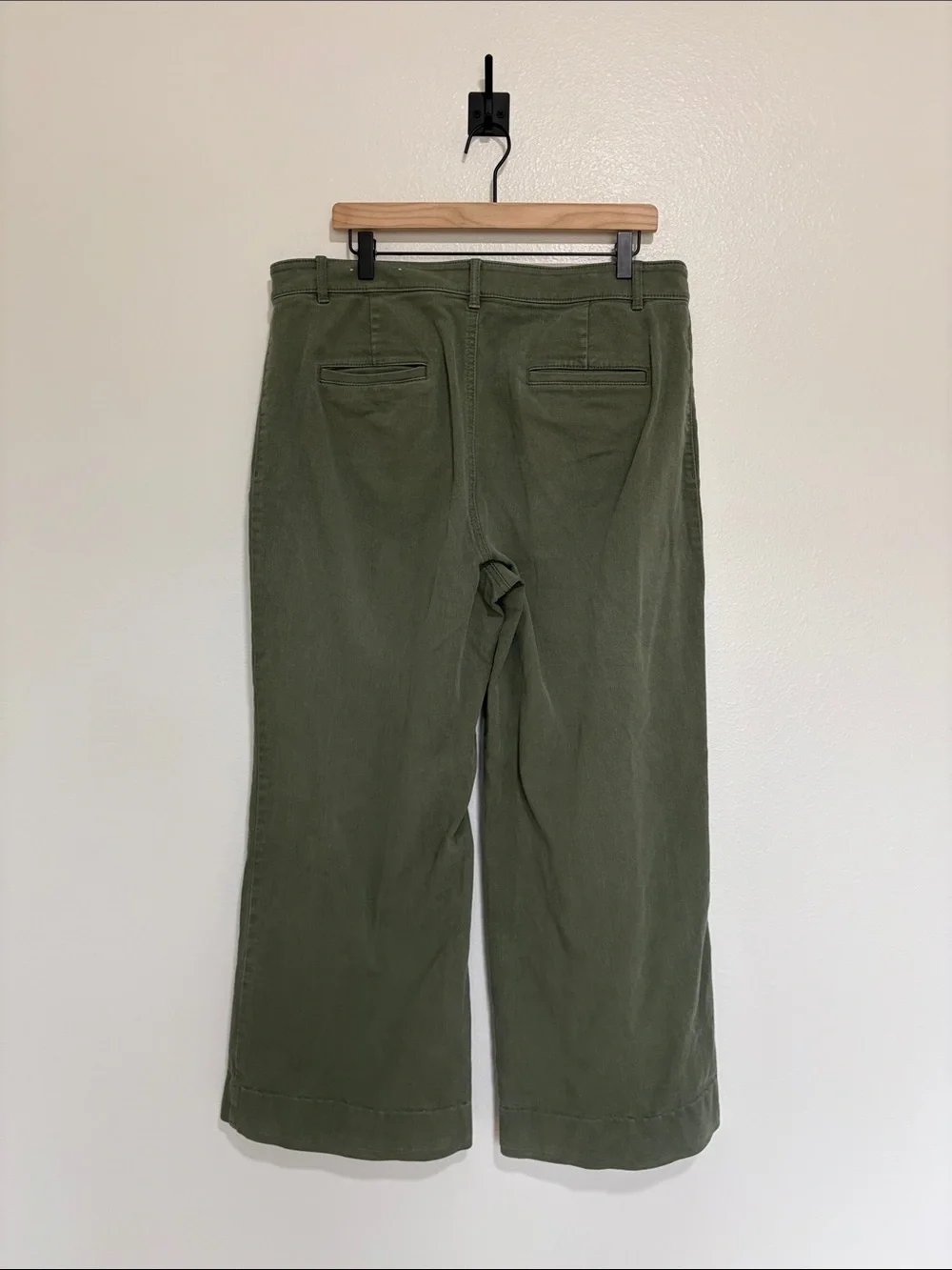Ann Taylor LOFT The Palmer Wide Leg High Rise Twill Trouser Pant Green 14 - Picture 6 of 10
